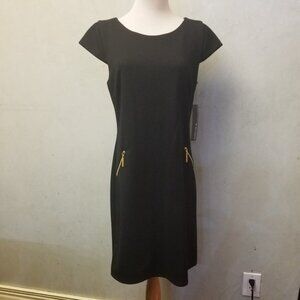 NWT Chetta B black faux gold zipper dress women's size 8 (256)
